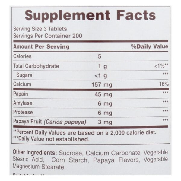 American Health - Original Papaya Enzyme Chewable - 600 Tablets - Image 2