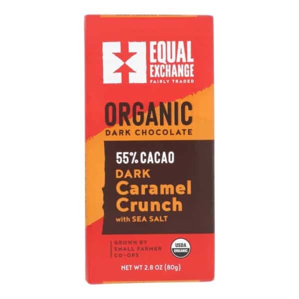 Equal Exchange Organic Milk Chocolate Bar - Caramel Crunch with Sea Salt - Case of 12 - 2.8 oz.