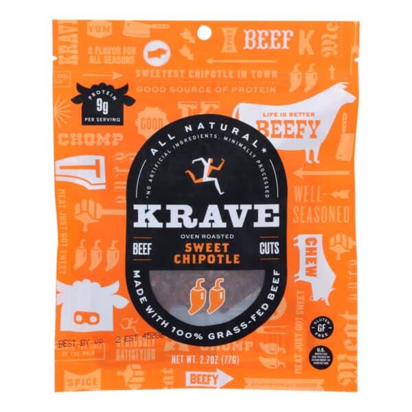 Krave Beef Jerky - Sweet Chipotle - Case of 8 - 2.7 oz. - Image 2