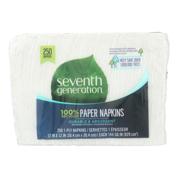 Seventh Generation Recycled Napkins - White - Case of 12 - 250 Count - Image 2