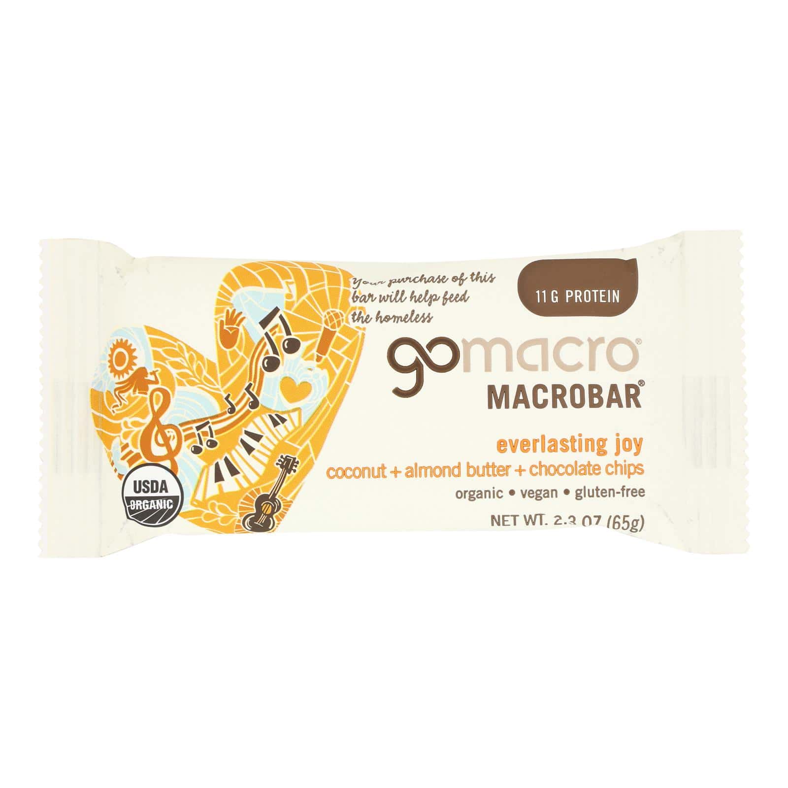 Gomacro Organic Macrobar - Coconut Almond Butter and Chocolate Chips - Case of 12 - 2.3 oz. - Image 3