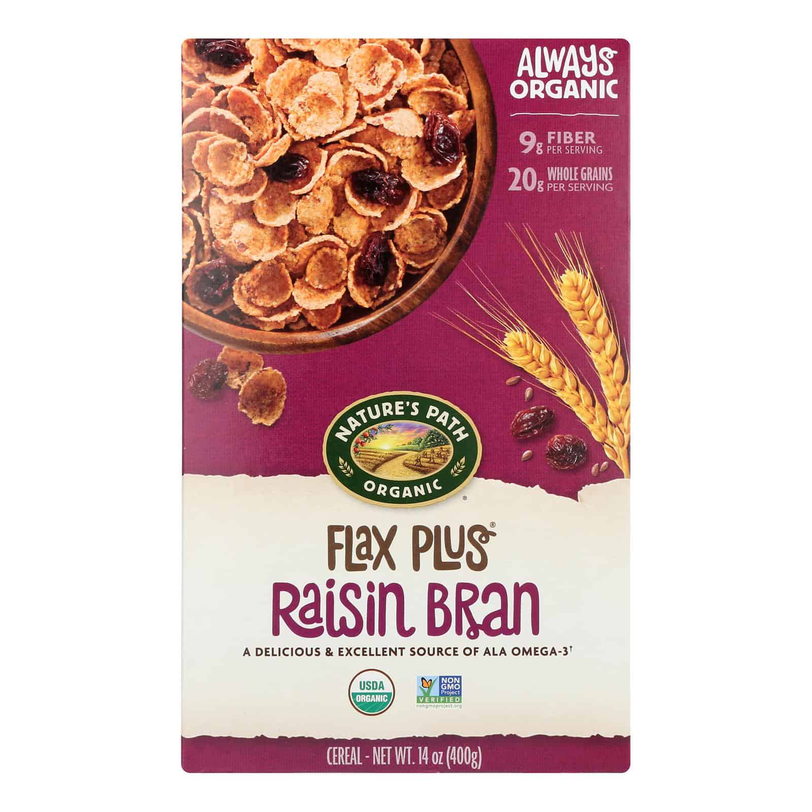Nature's Path Organic Flax Plus Raisin Bran Cereal - Case of 12 - 14 oz. - Image 3