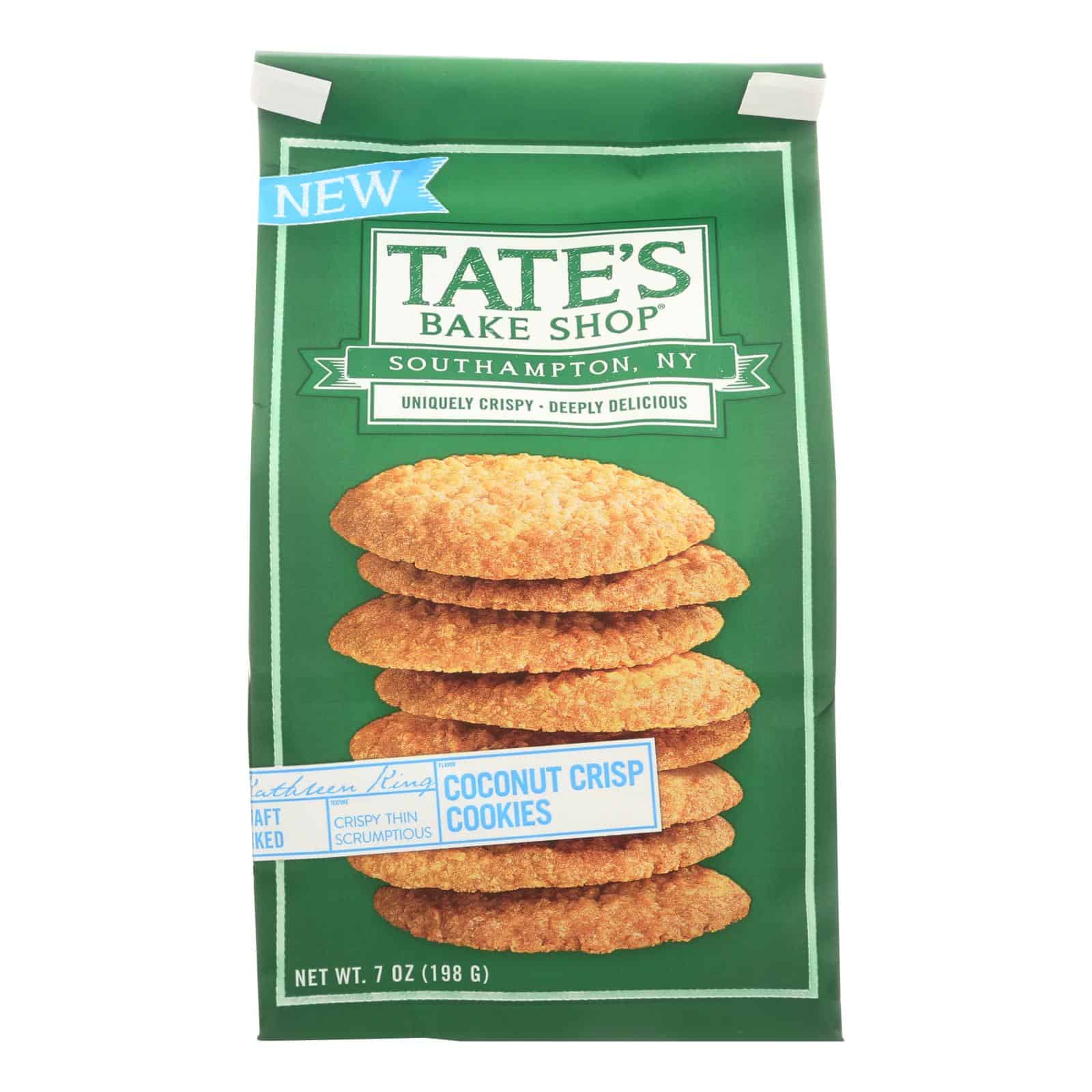 Tate's Bake Shop Coconut Crisp Cookies - Case of 12 - 7 OZ