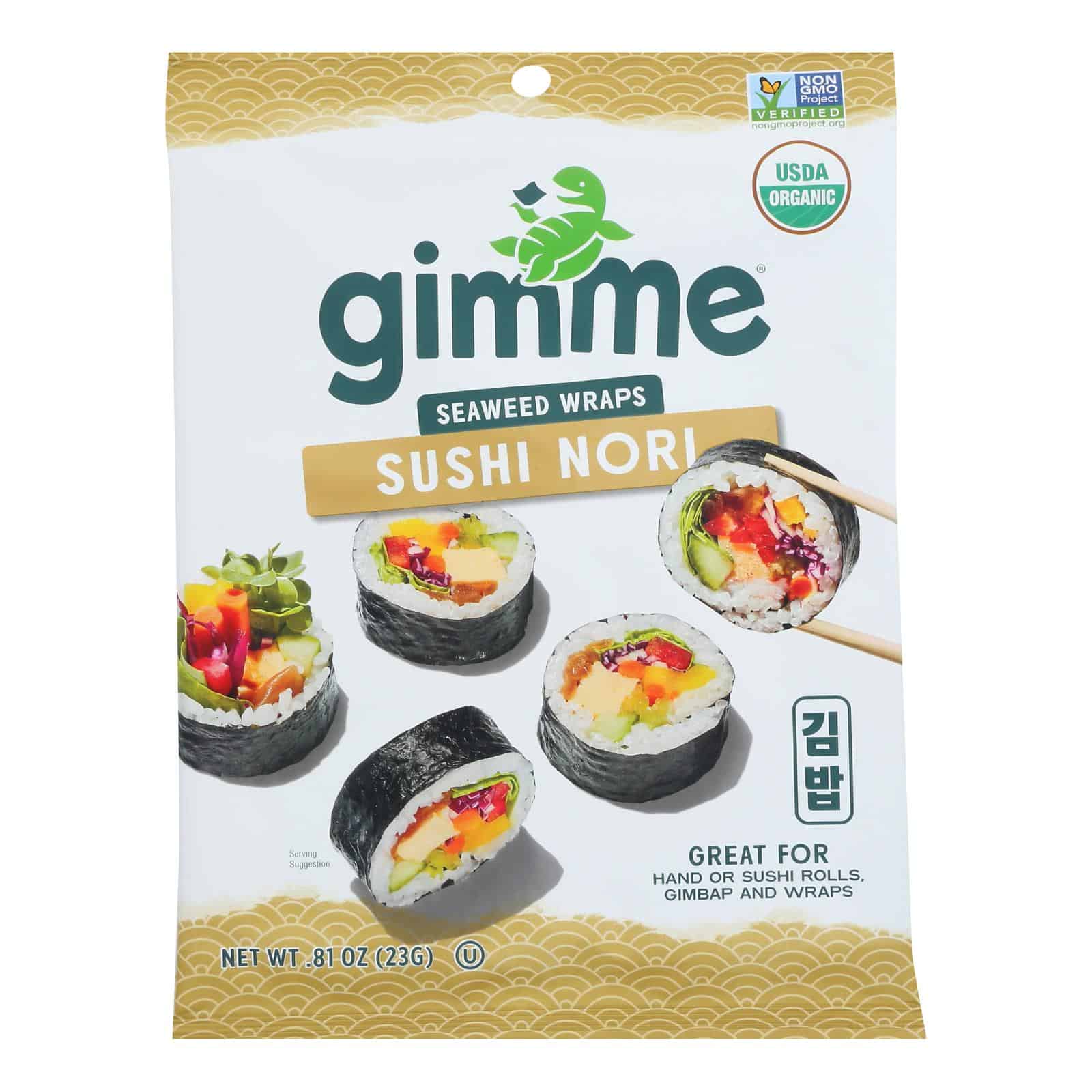 Gimme Seaweed Snacks 100% Organic Roasted Seaweed Sushi Nori - Wrap N' Roll - Case of 12 - .81 oz - Image 3