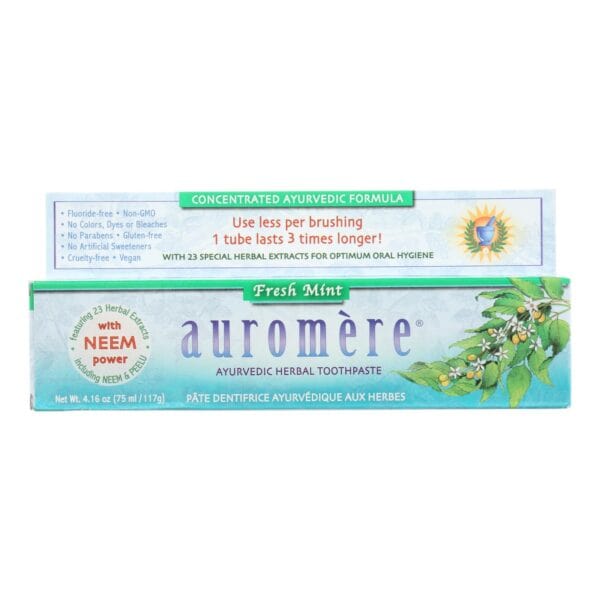 Auromere Toothpaste - Fresh Mint - Case of 1 - 4.16 oz. - Image 2