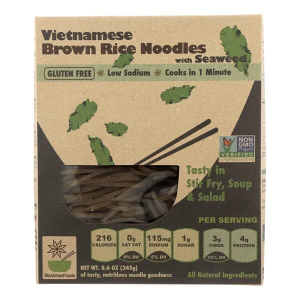 Star Anise Foods Noodles - Brown Rice - Vietnamese - with Seaweed - 8.6 oz - case of 6 - Image 2