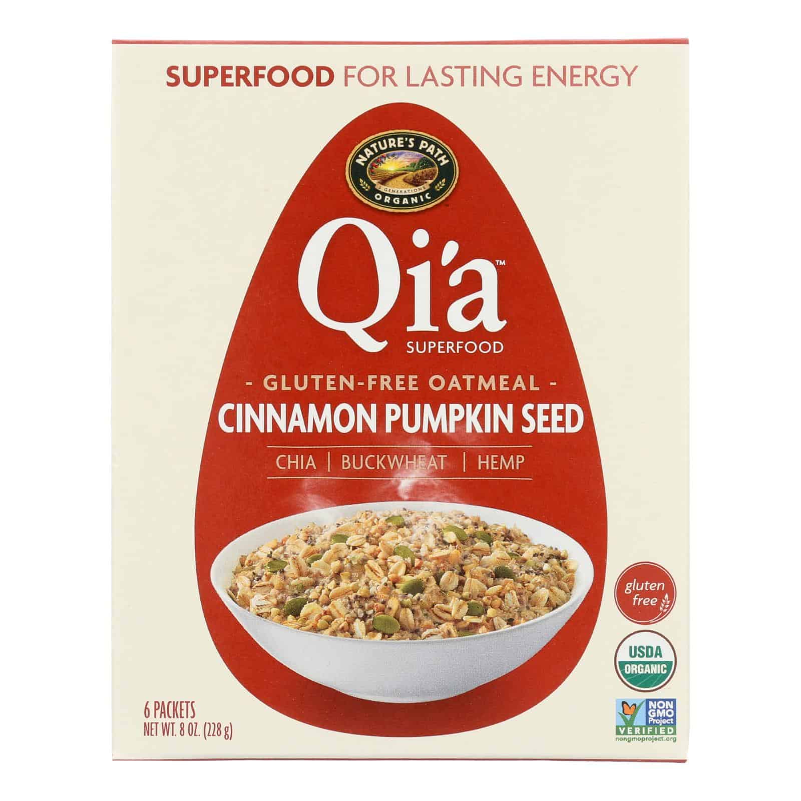 Nature's Path Organic Qi'A Superfood Hot Oatmeal - Cinnamon Pumpkin Seed - Case of 6 - 8 oz. - Image 3