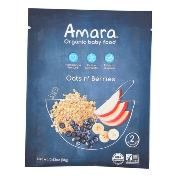 Amara - Baby Food Oats N Berry - Case of 5 - .63 OZ - Image 2