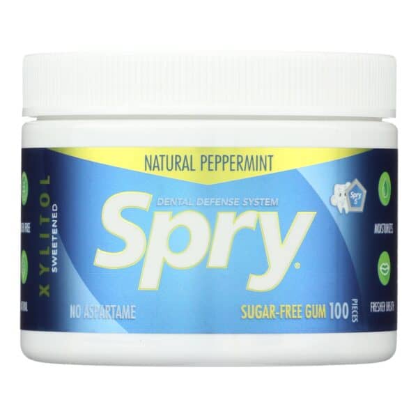 Spry Chewing Gum - Xylitol - Peppermint - 100 count - 1 each