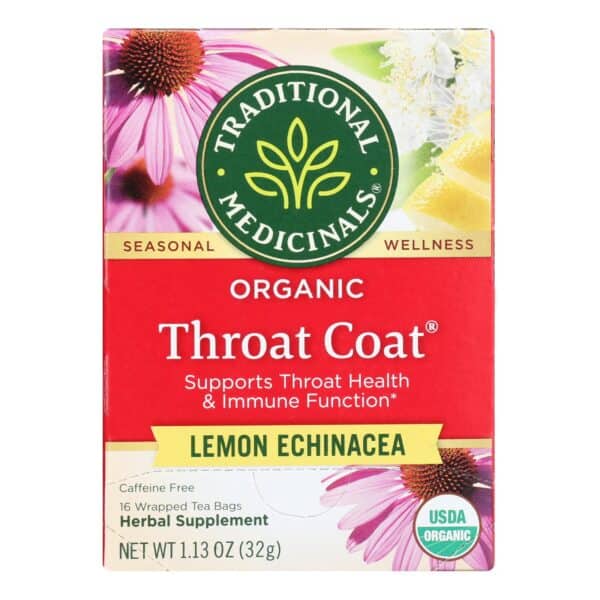 Traditional Medicinals Organic Throat Coat Lemon Echinacea Herbal Tea - Caffeine Free - 16 Bags - Image 3