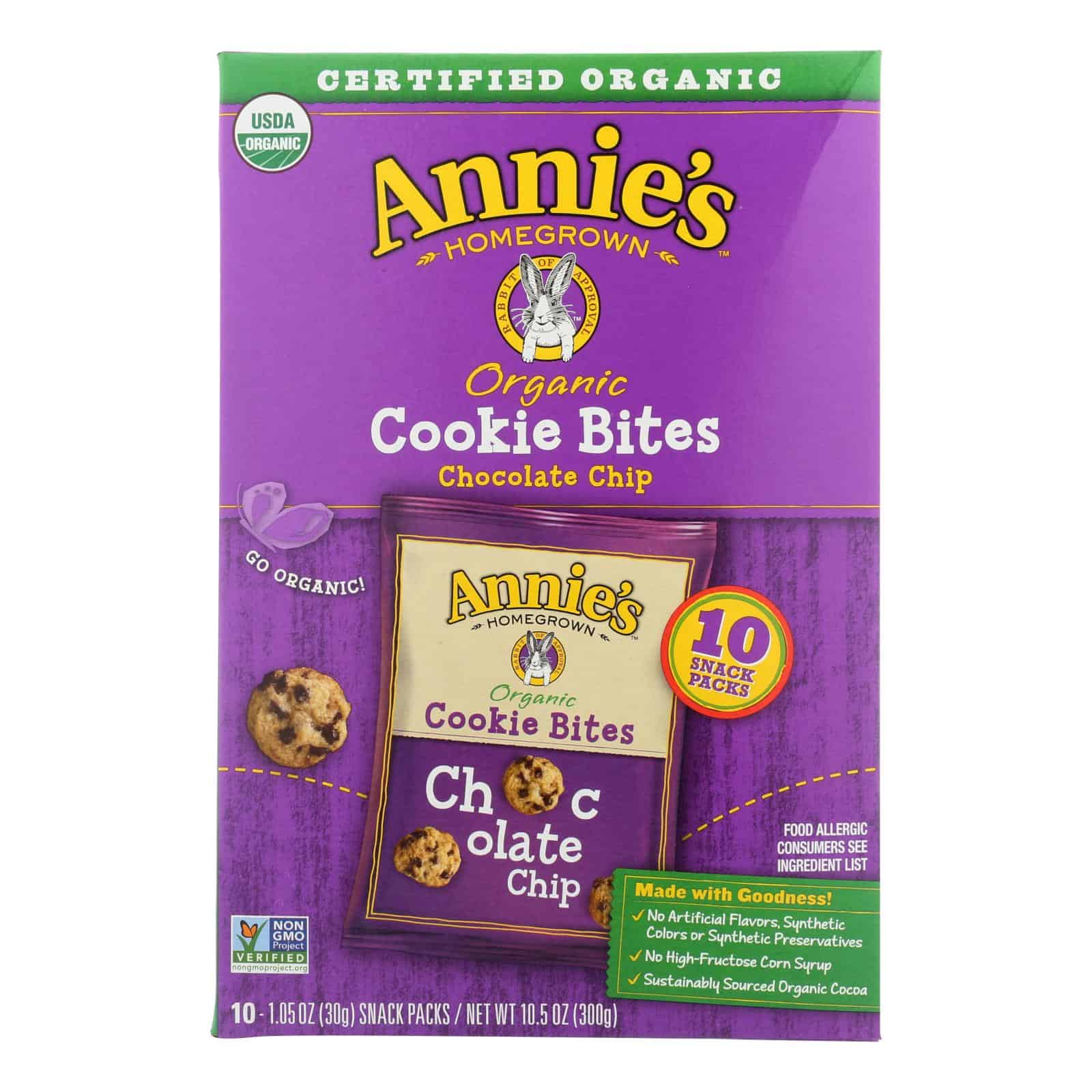 Annie'S Homegrown Cookie Bites Chocolate Chip 10- 1.05 - Case Of 6 - 10 Ct - Image 3