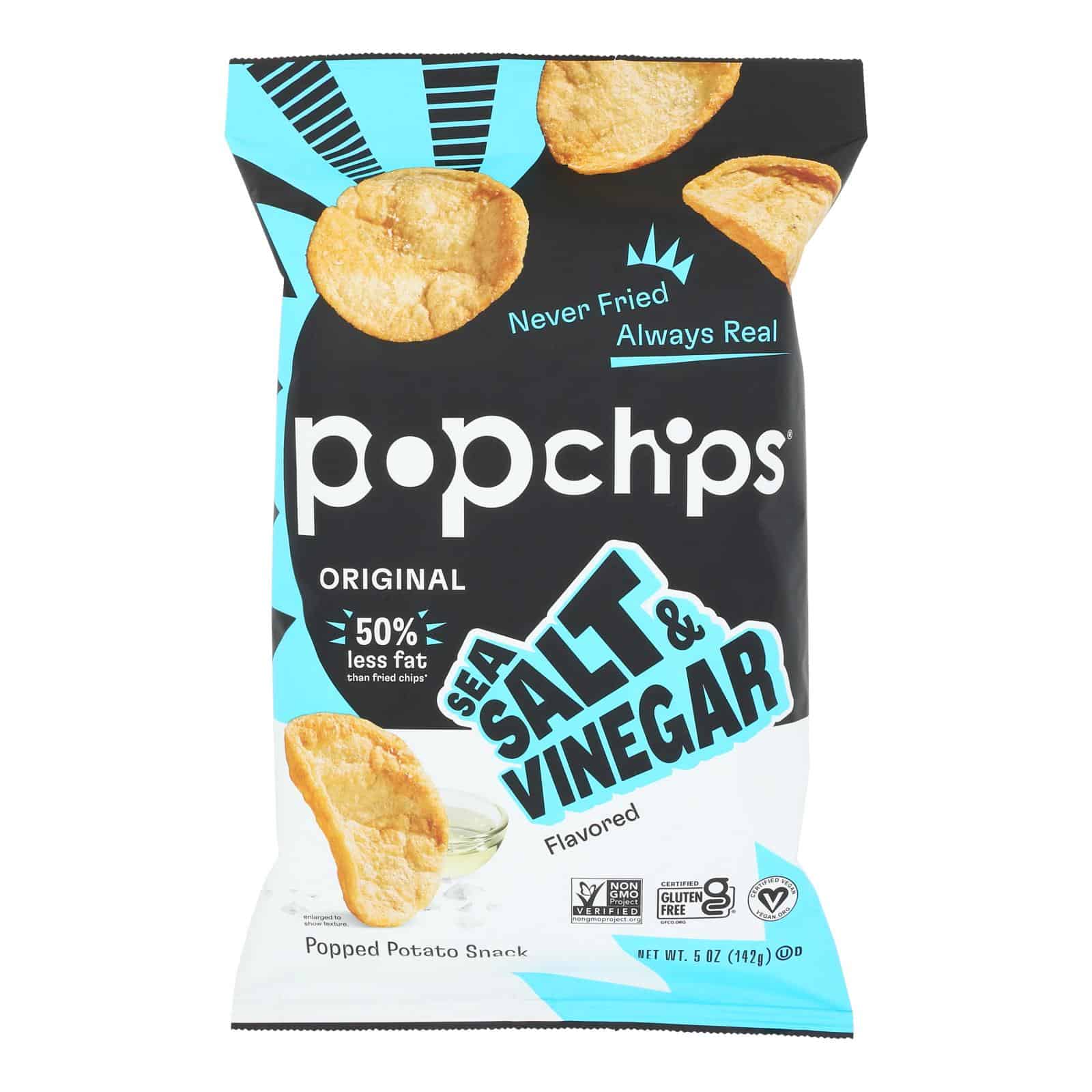 Popchips Potato Chip - Sea Salt - Vinegar - Case of 12 - 5 oz - Image 3