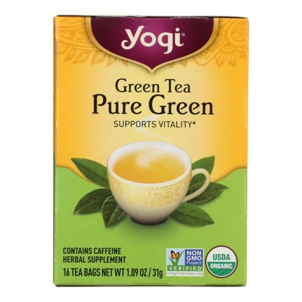 Yogi Organic Pure Green Herbal Tea - 16 Tea Bags - Case of 6