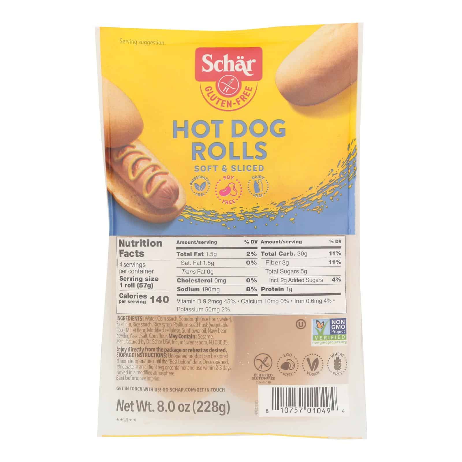Schar - Rolls Hot Dog Gluten Free - Case of 4-8 OZ - Image 2