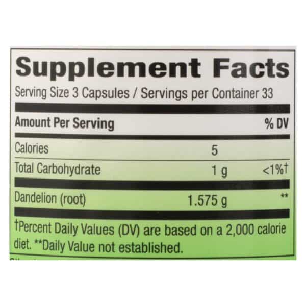 Nature's Way - Dandelion Root - 100 Capsules - Image 2