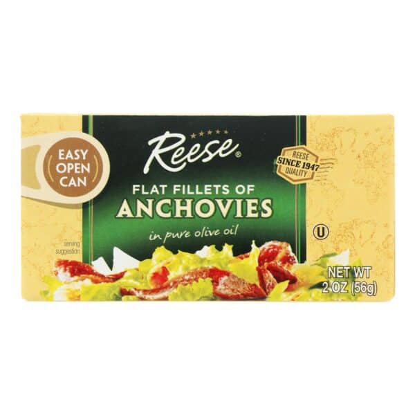 Reese Anchovies - Flat Fillets - in Pure Olive Oil - 2 oz - Case of 10