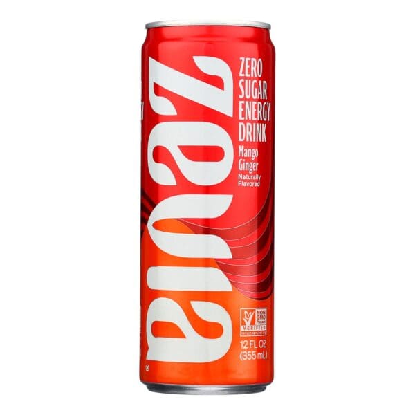 Zevia Zero Calorie Energy Drink - Mango/Ginger - Case of 12 - 12 fl oz