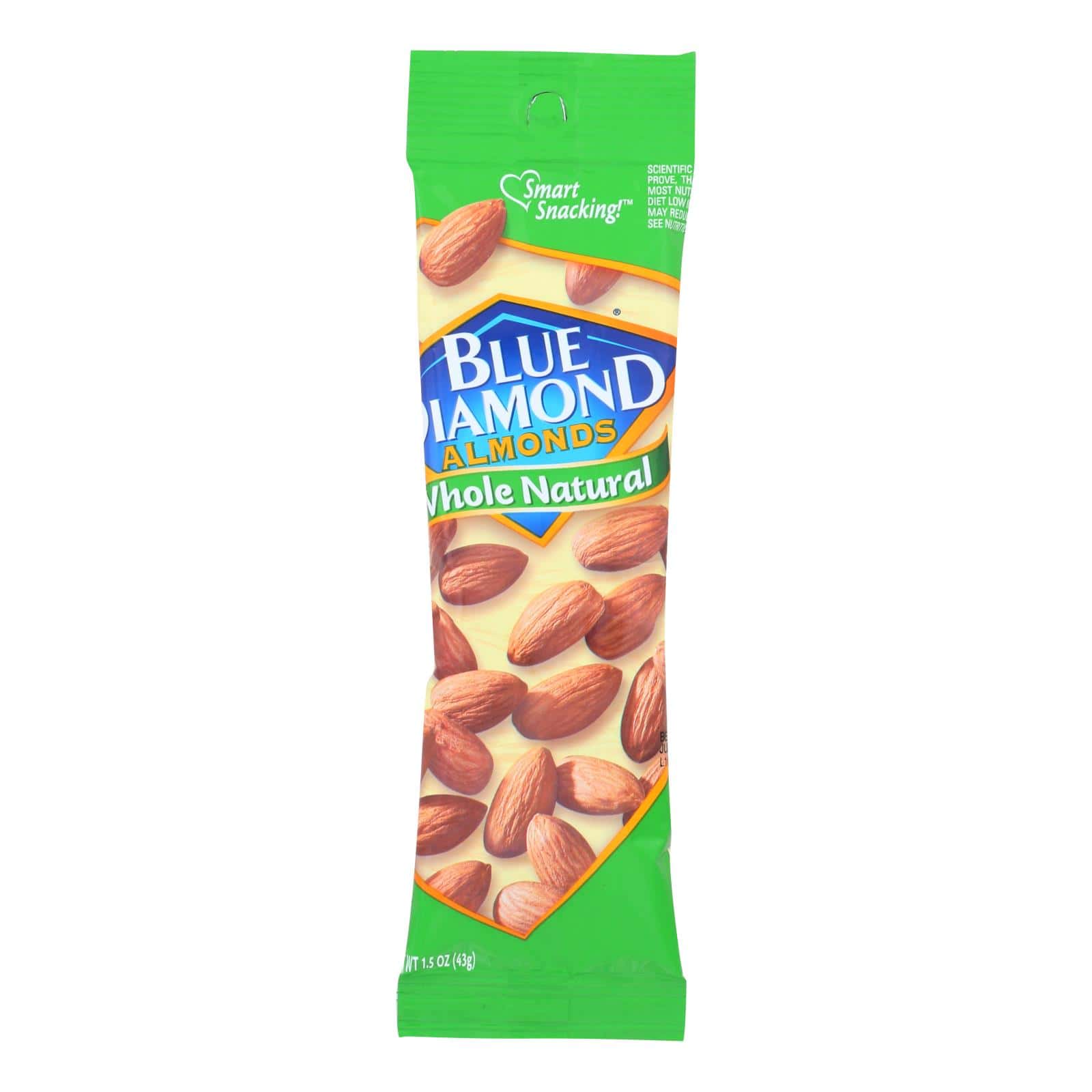 Blue Diamond Natural Whole Almonds - Case of 12 - 1.5 OZ