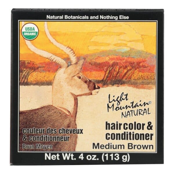 Light Mountain Organic Hair Color and Conditioner - Medium Brown - 4 oz - Image 2