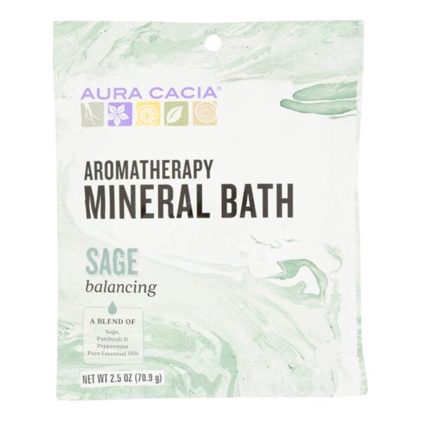 Aura Cacia - Aromatherapy Mineral Bath Balancing Sage - 2.5 oz - Case of 6