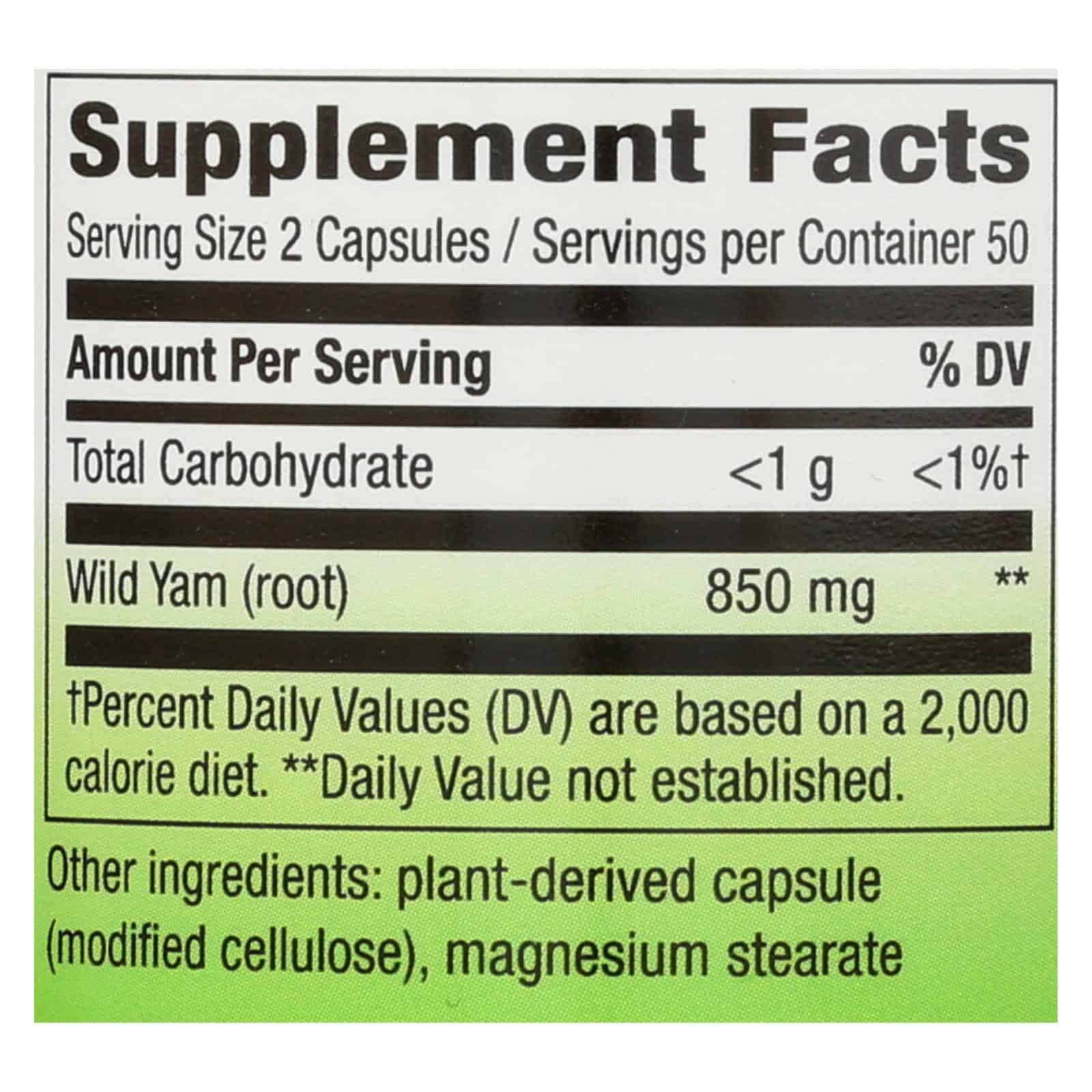 Nature's Way - Wild Yam Root - 425 mg - 100 Capsules
