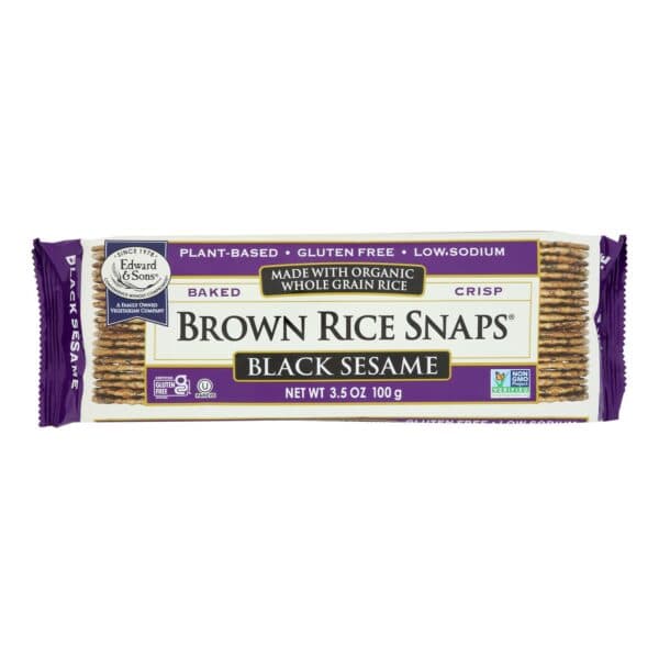 Edward and Sons Brown Rice Snaps - Black Sesame - Case of 12 - 3.5 oz. - Image 2