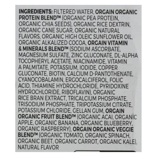 Orgain Organic Vegan Nutrition Shakes - Smooth Chocolate - Case of 3 - 4/11 FZ