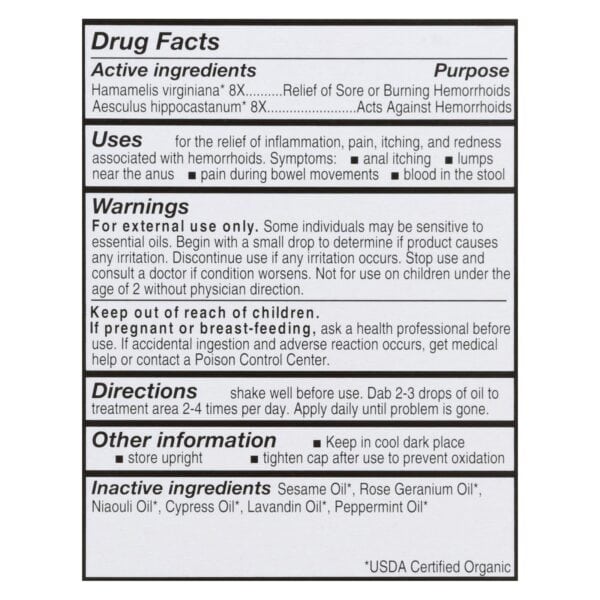 Forces Of Nature Hemorrhoid Control Extra Strength Certified Organic Medicine  - 1 Each - 5 ML