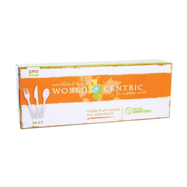 World Centric Assorted Corn Starch Flatware - Case of 12 - 24 Count - Image 2