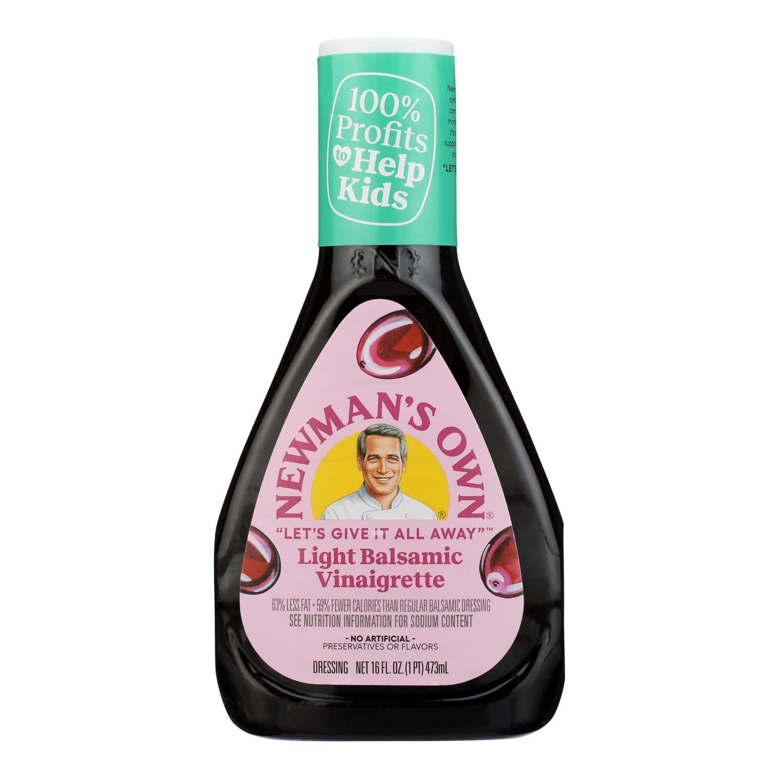 Newman's Own Lighten Up Balsamic Vinaigrette Salad Dressing - Case of 6 - 16 Fl oz.