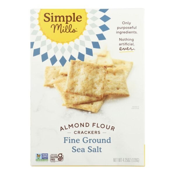 Simple Mills Fine Ground Sea Salt Almond Flour Crackers - Case of 6 - 4.25 oz.