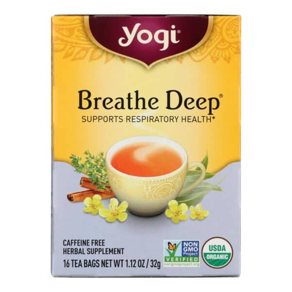 Yogi Organic Breathe Deep Herbal Tea Caffeine Free - 16 Tea Bags - Case of 6 - Image 2