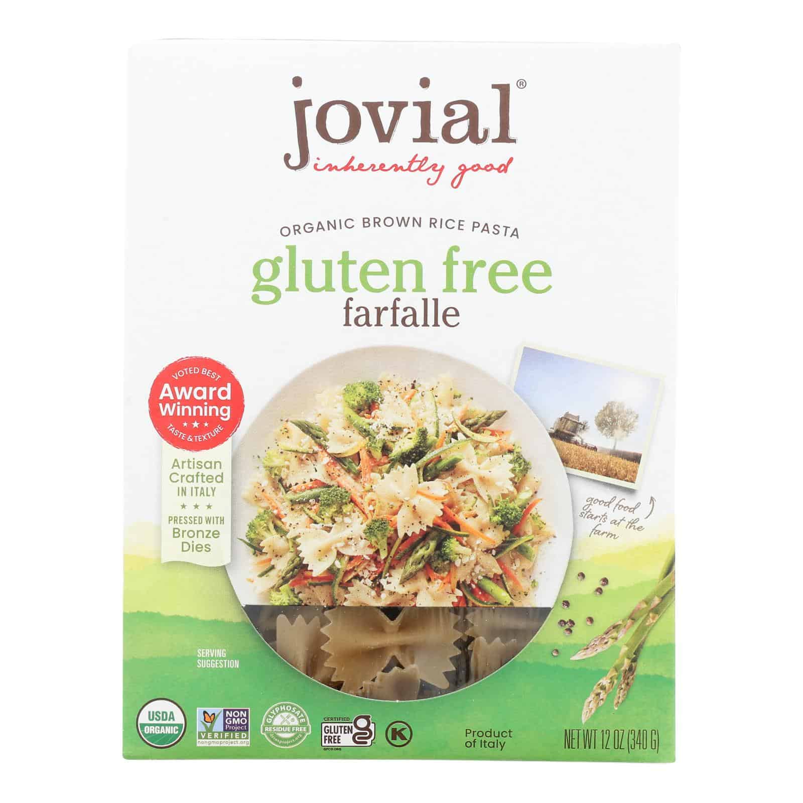 Jovial - Gluten Free Brown Rice Pasta - Farfalle - Case of 12 - 12 oz.