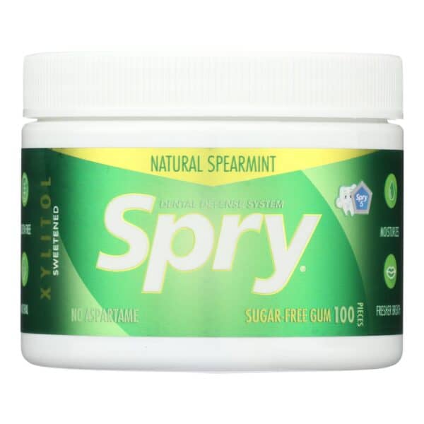 Spry Chewing Gum - Xylitol - Spearmint - 100 count - 1 each