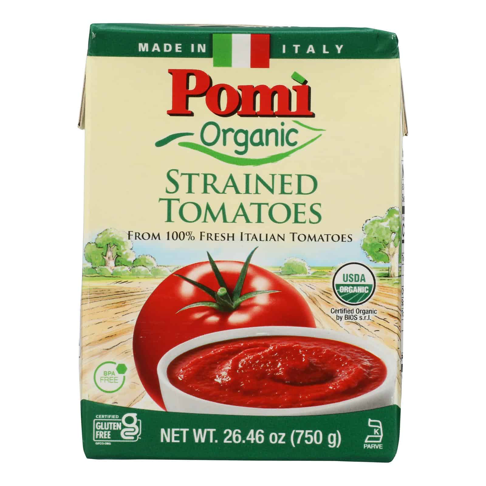 Pomi Organic Strained Tomatoes - Case of 12 - 26.46 OZ - Image 2