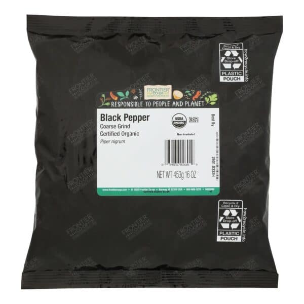 Frontier Herb Organic Coarse Black Pepper - Single Bulk Item - 1LB