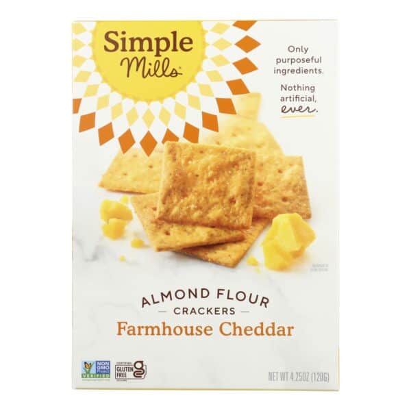 Simple Mills Farmhouse Cheddar Almond Flour Crackers - Case of 6 - 4.25 oz. - Image 3