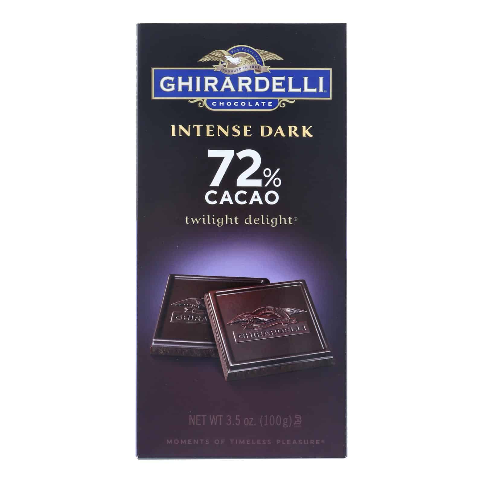 Ghirardelli Intense Dark 72% Cacao Twilight Delight Chocolate Bars - Case of 12 - 3.5 OZ