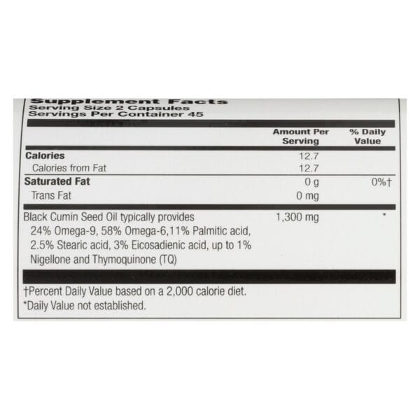 Heritage Store Black Seed Oil Dietary Supplement  - 1 Each - 90 VCAP - Image 3