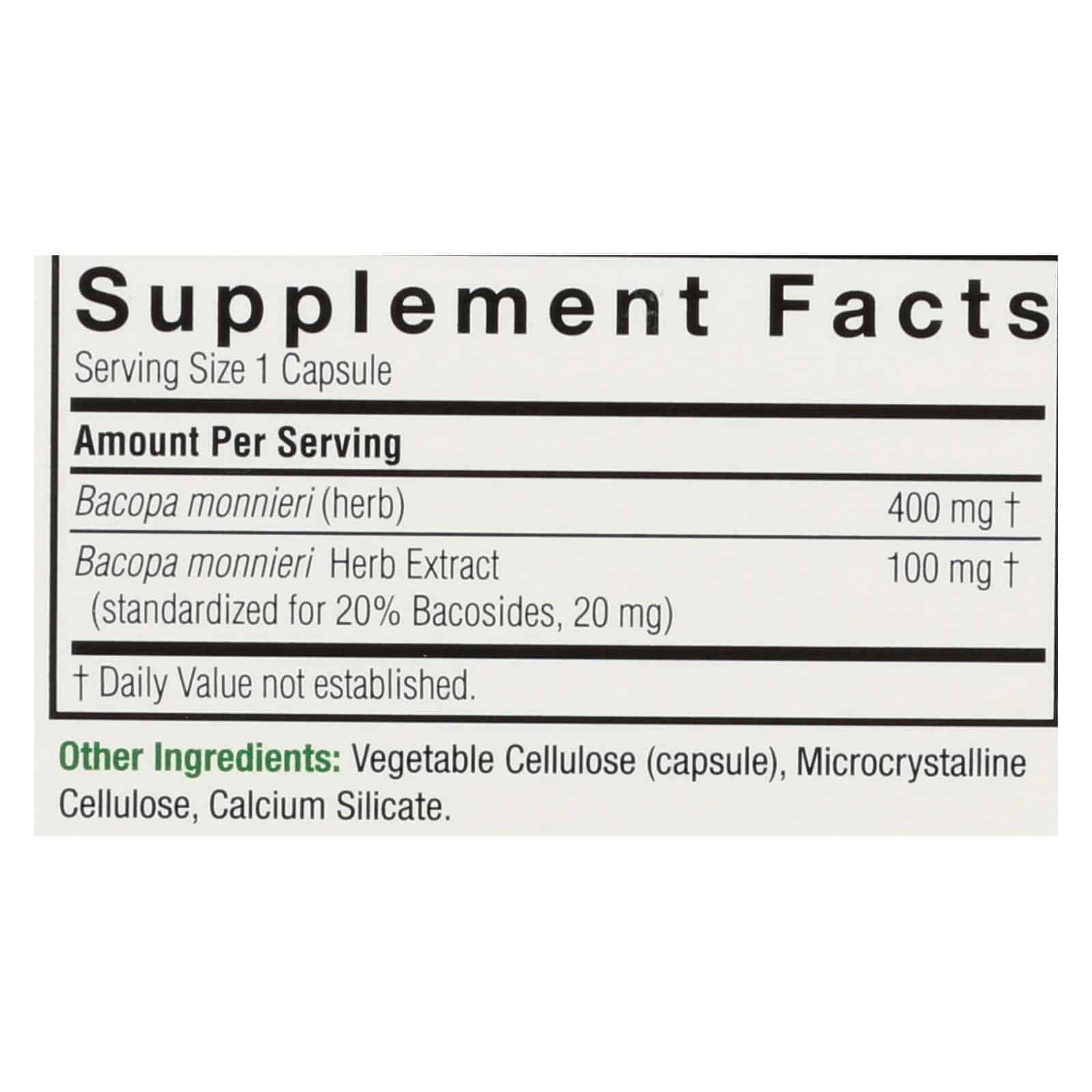 Nature's Answer - Bacopa - 500 mg - 90 Veggie Caps - Image 2