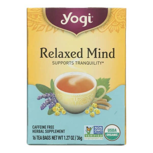 Yogi Relaxed Mind Herbal Tea Caffeine Free - 16 Tea Bags - Case of 6 - Image 3