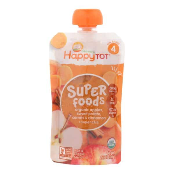 Happy Baby HappyTot Organic Superfoods Sweet Potato Apple Carrot and Cinnamon - 4.22 oz - Case of 16 - Image 3