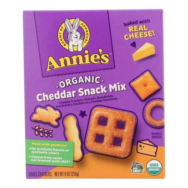 Annie's Homegrown Organic Bunnies Cheddar Snack Mix - Case of 12 - 9 oz. - Image 2