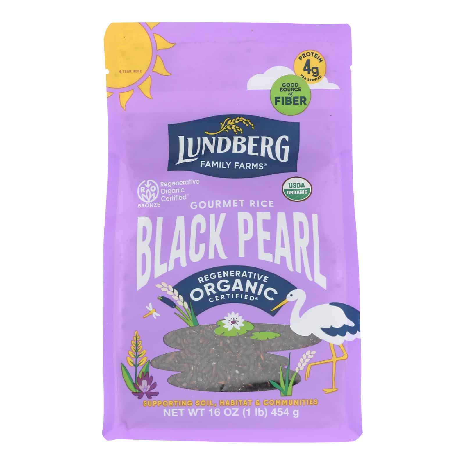 Lundberg Family Farms Organic Rice - Black Pearl - Case of 6 - 1 lb.