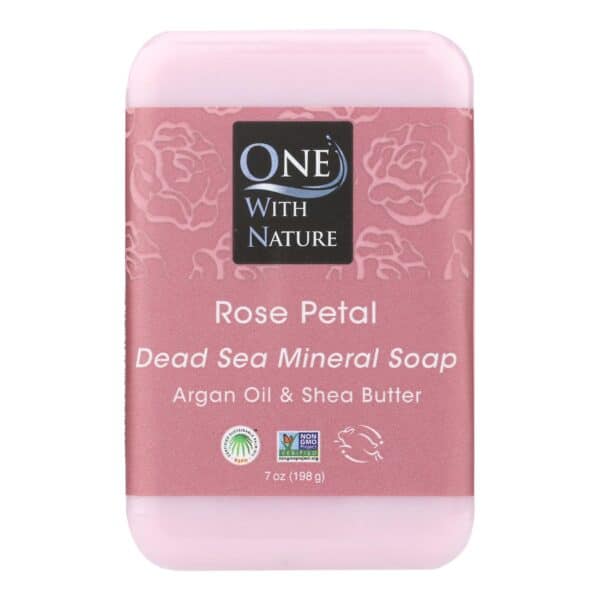 One With Nature Dead Sea Mineral Rose Petal Soap - 7 oz - Image 2