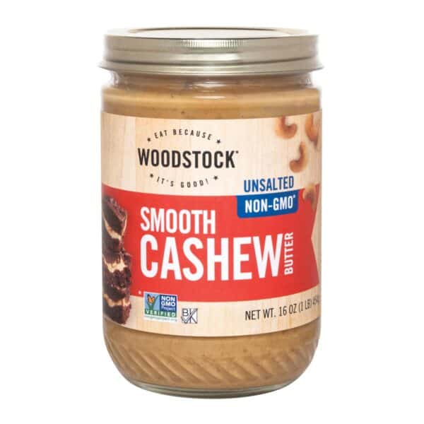 Woodstock Non-GMO Unsalted Smooth Cashew Butter - Case of 12 - 16 OZ - Image 2