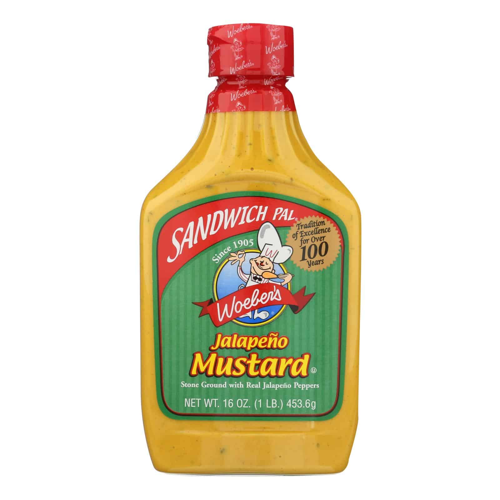Woeber's Sandwich Pal Mustard - Jalapeno - Case of 6 - 16 oz. - Image 2