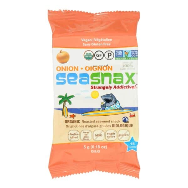 Seasnax Organic Premium Roasted Seaweed Snack - Toasty Onion - Case of 24 - 0.18 oz. - Image 2