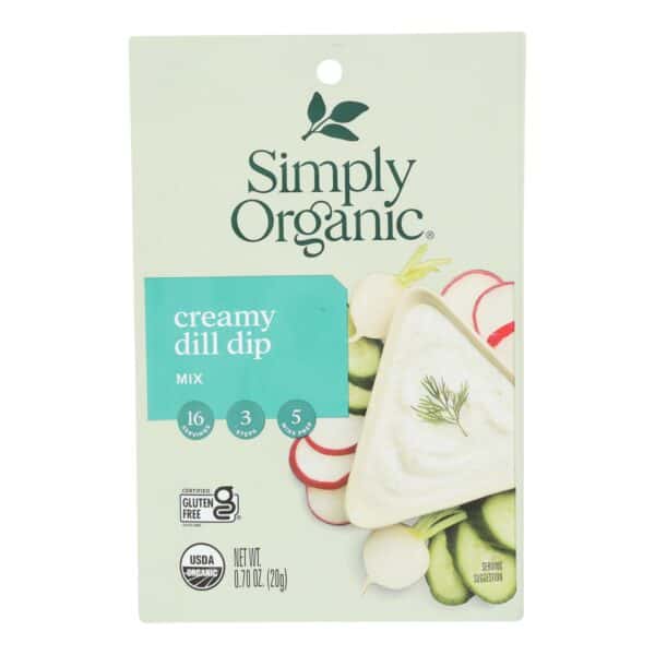 Simply Organic Creamy Dill Dip Mix - Case of 12 - 0.7 oz.