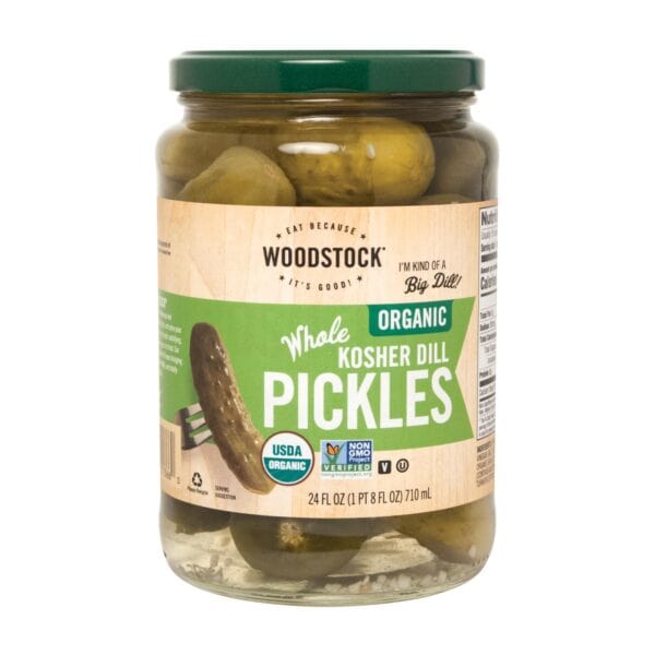 Woodstock Organic Kosher Whole Dill Pickles - Case of 6 - 24 OZ - Image 2